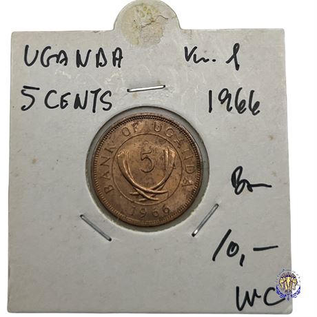 Coin Uganda 5 cents, 1966